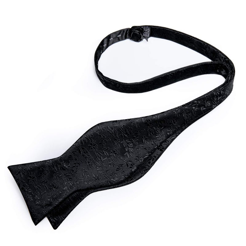 DiBanGu Black Bow Ties for Men Self Tie Bow Tie and Pocket Square Cuffllinks Set Formal Business Wedding - Image 4